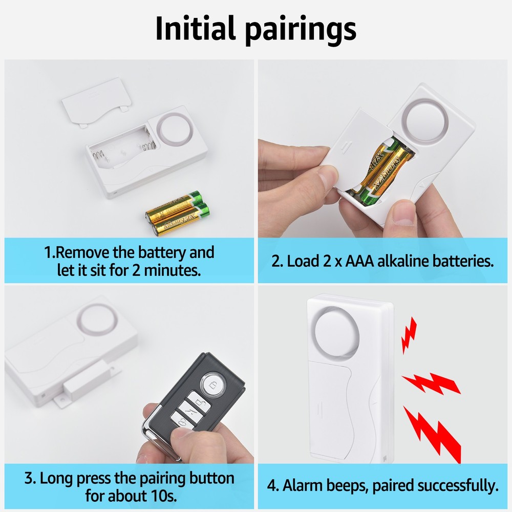 Battery Powered Wireless Remote Door Alarm, Home Security Doorbell Chime System