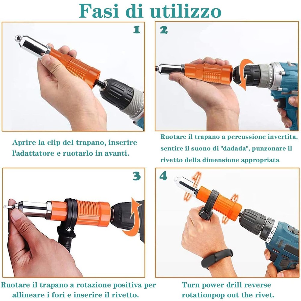 Adapter Set for Electric Rivet Drill - Power Tool for Rivnut Nuts...