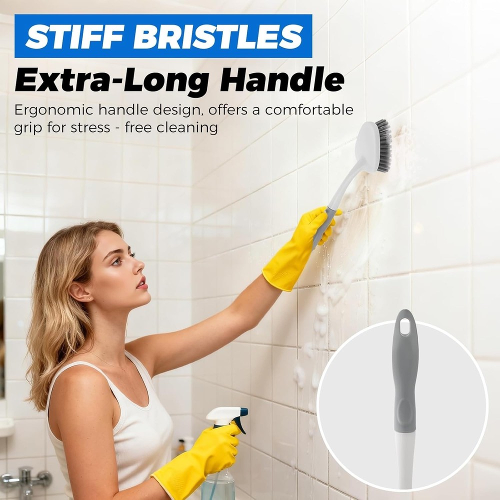 Versatile 3 Piece Scrub Brush Set with Ergonomic Grip - Ideal for Bathroom Use