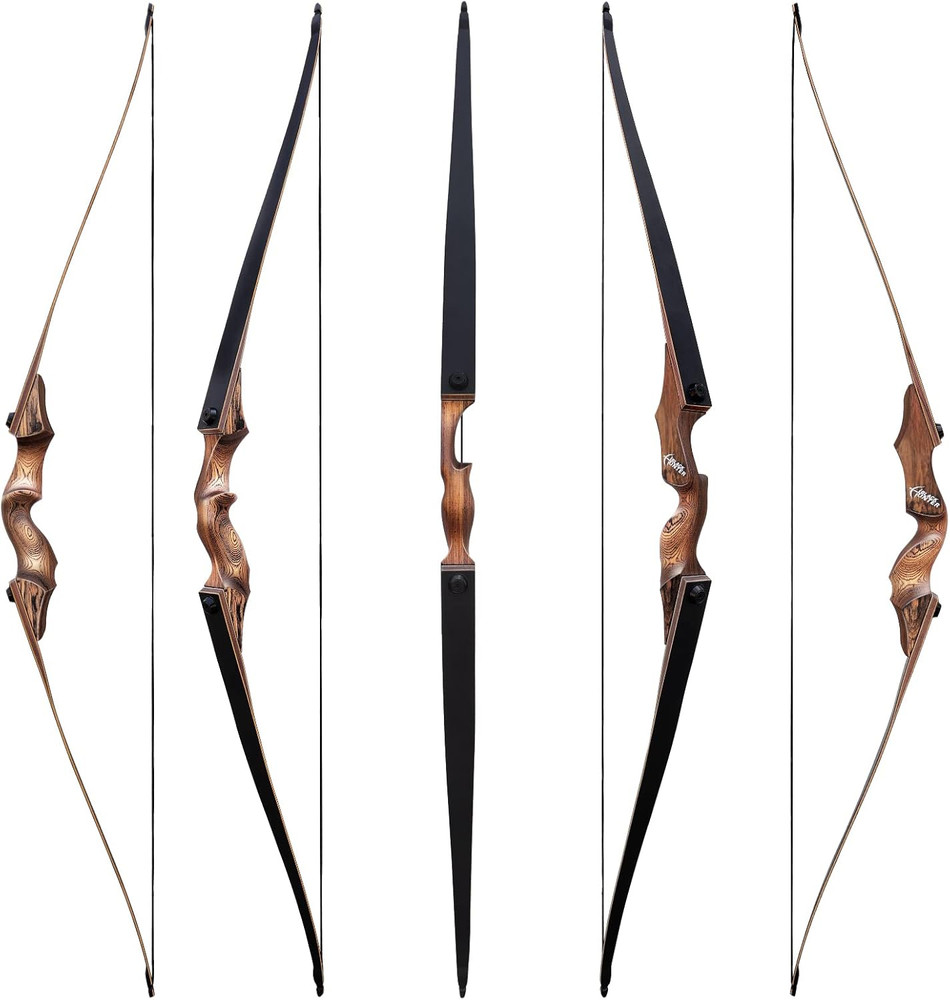 60 Inch Black Hunter Longbow 20-60 Lbs Archery Bow with Stringer Tool Right Hand