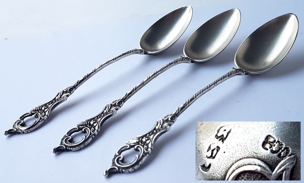 Beautiful Coffee Spoon, Rococo, 800 Silver, around 1900 N10