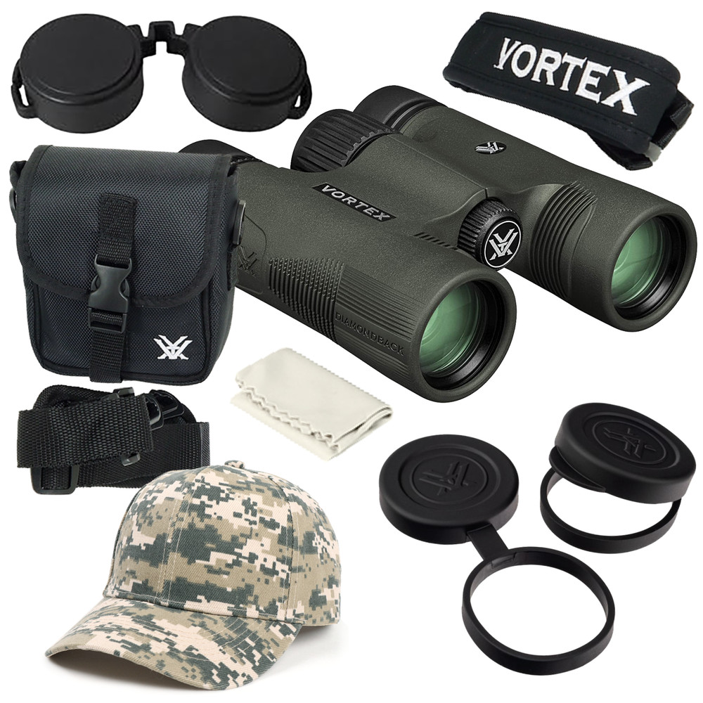 Vortex Optics Diamondback HD 10x28 Binocular with Free Camo Digital Hat Bundle