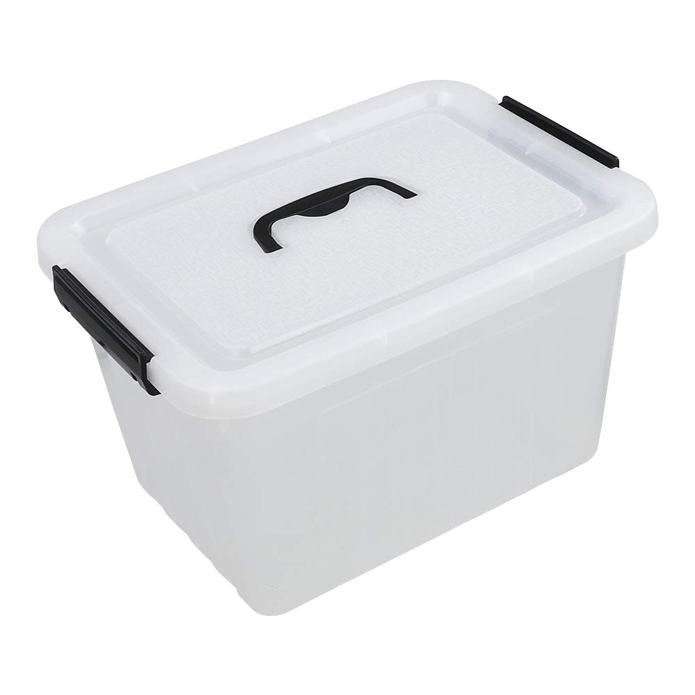 Plastic Latching Storage Box 12 Quart Clear Lidded Bin Black Handle 1 Pack