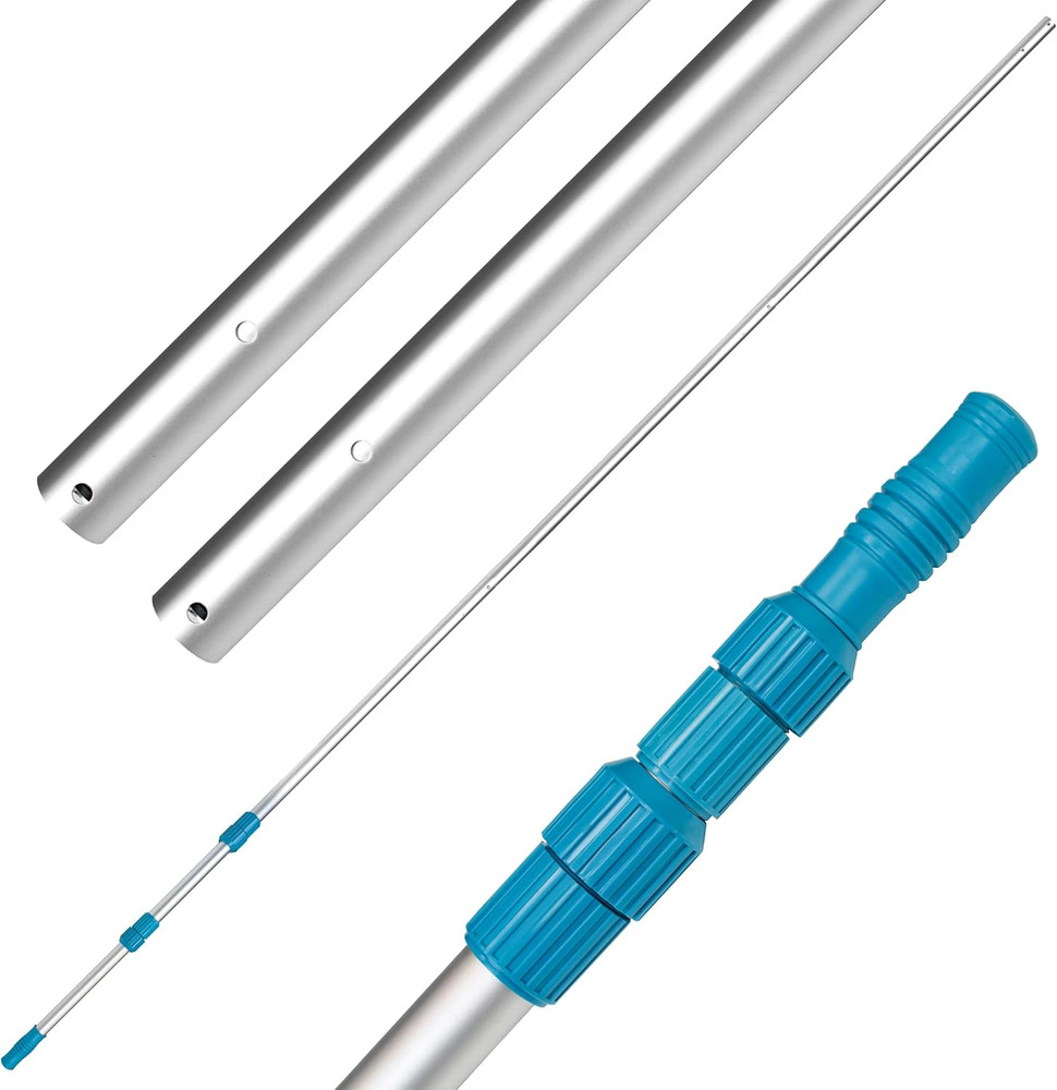 Telescoping Pole 15-Foot Aluminum Pool Pole Telescopic Cleaning, Adjustable 5 Pi