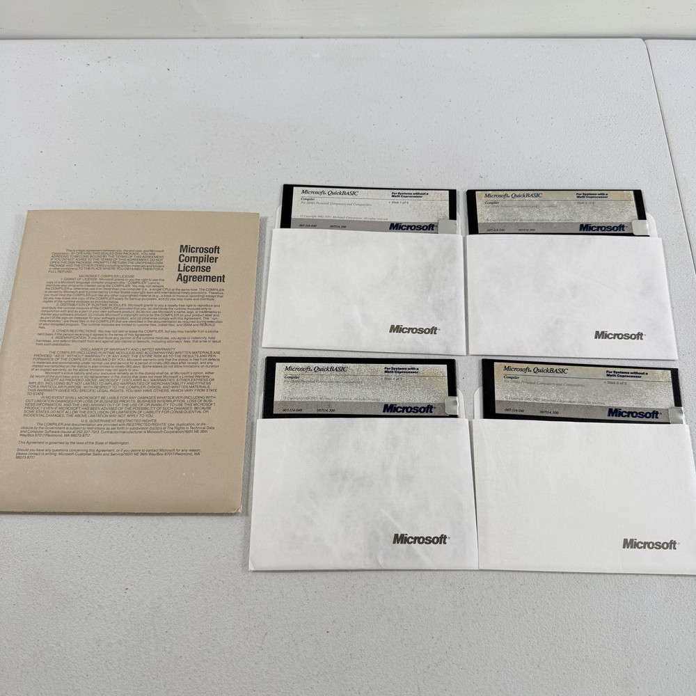 Microsoft QuickBasic Version 3.0 Compiler 5.25” Diskettes