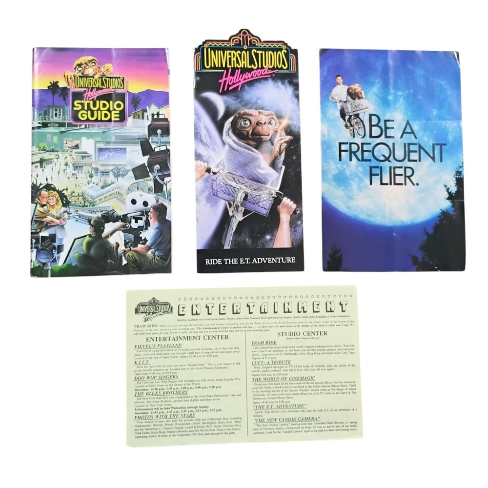 VTG 90s Universal Studios Hollywood Brochure Guide Map Pamphlet Schedule ET 1991