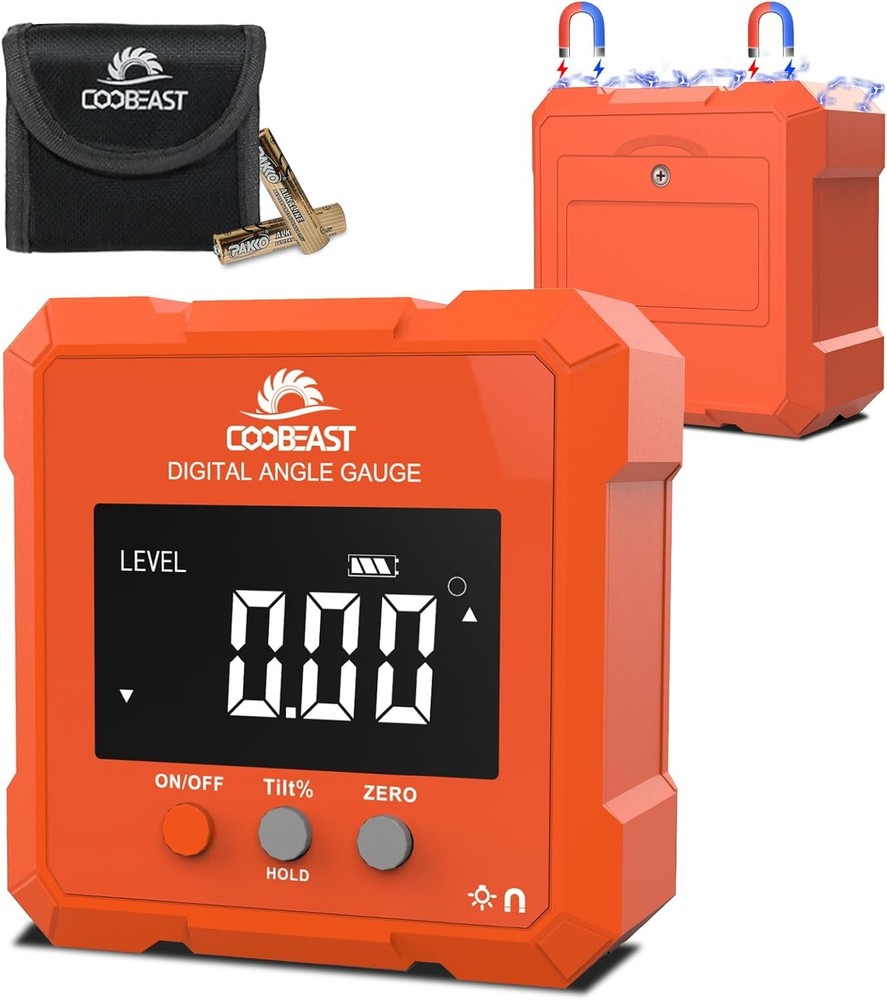 Digital Angle Finder, Level Gauge with Backlight & Orange