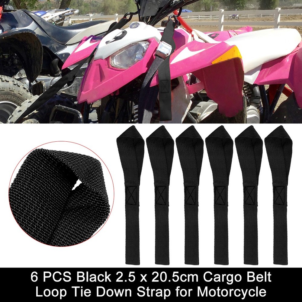 6 PCS Black 2.5 x 20.5cm Cargo Belt Loop Tie Down Strap for Motorcycle