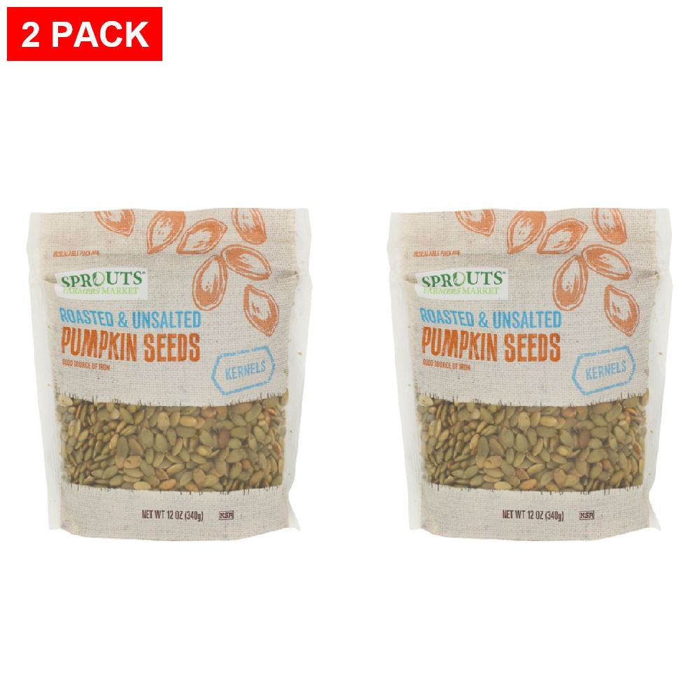 2 Pack - Sprouts Roasted Unsalted Pumpkin Seed Kernels 12 oz