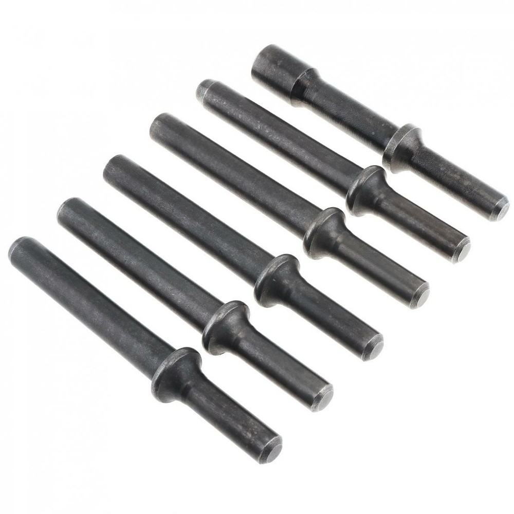 6pcs/set Hard 45# Steel Solid Air Rivet Impact Head Support Pneumatic Tool