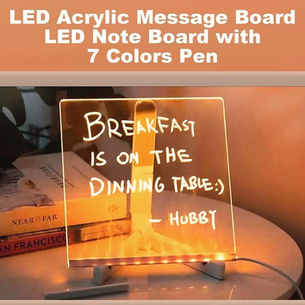 LED Note Board with Colors, Lighted Acrylic Dry Erase Board, Acrylic Message ...