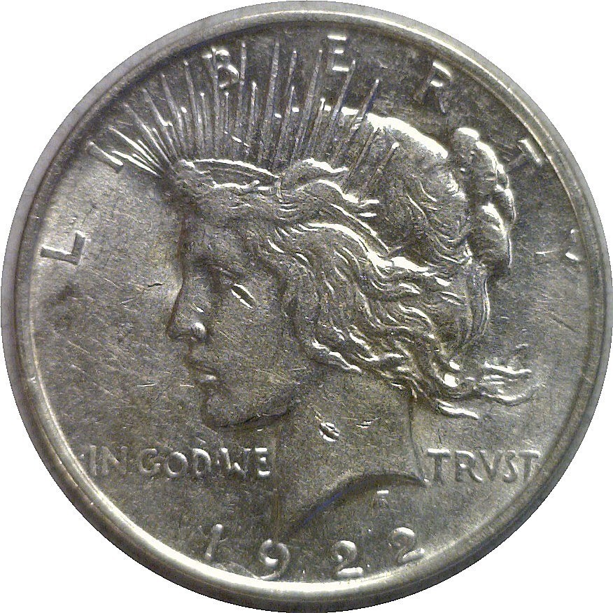 1922-D $1 Silver Peace Dollar AU Damaged