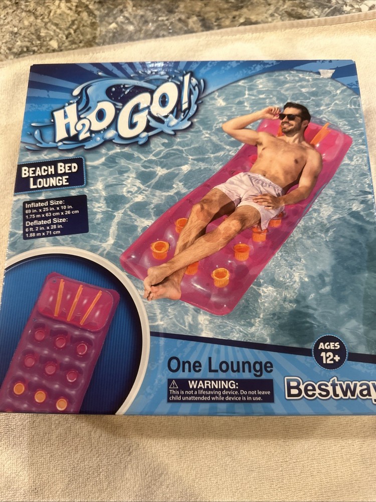 = Bestway H2OGO Beach Bed Lounge Inflatable Pool Float with Pillow NEW