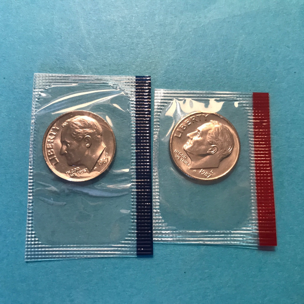 1987 P&D Roosevelt Dime US Mint Cello Unc   FREE SHIP