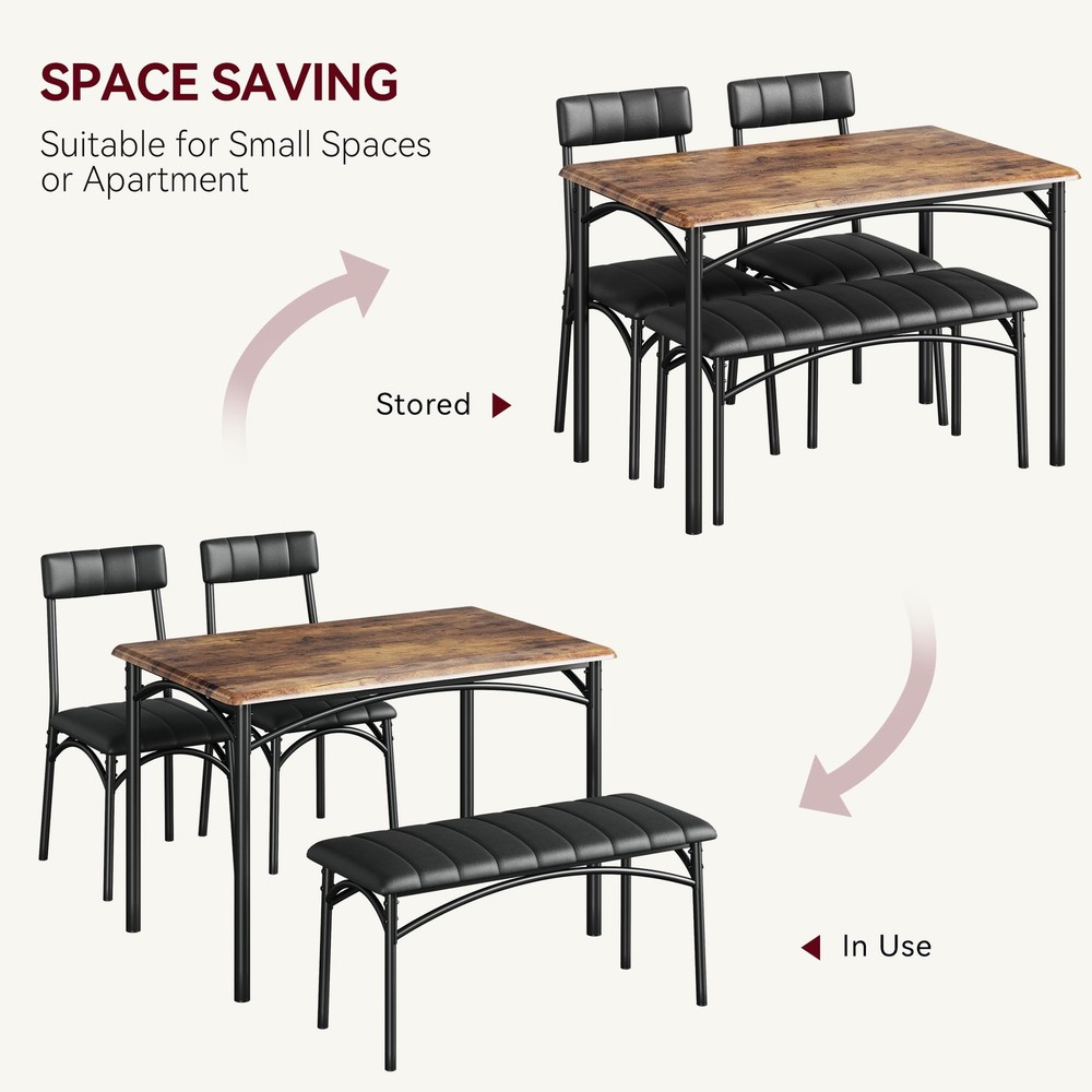 Dining Table Set for 4 Modern Kitchen Table with Upholstered Bench & Chairs Set