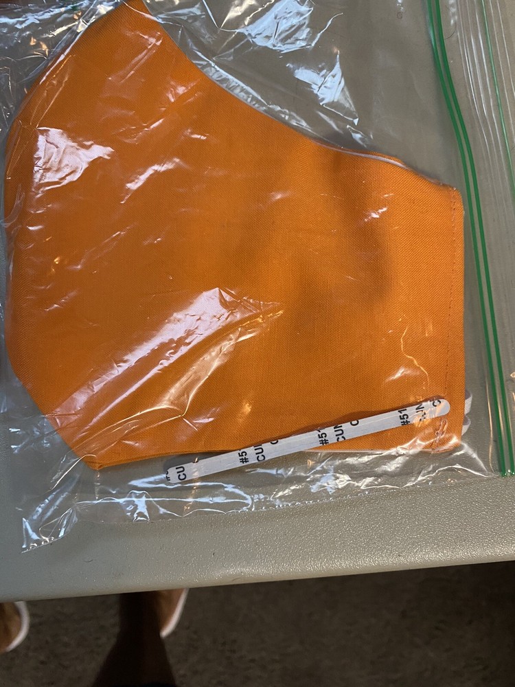 Floral And Plain Orange Face Mask