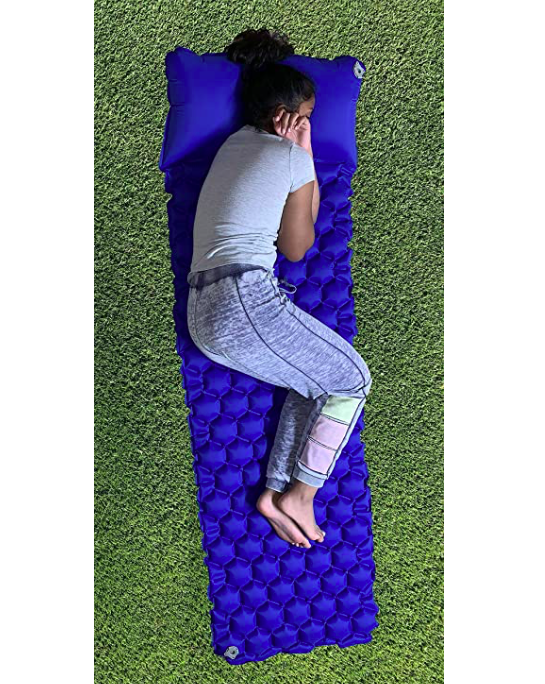 Sleeping Pad, Mat, Compact, double valve for camping blue Ultra Light