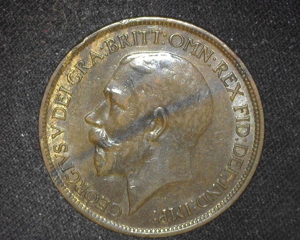 GREAT BRITAIN 1923 HALF-PENNY KM809 ABOUT UNCIRCULATED ~T23