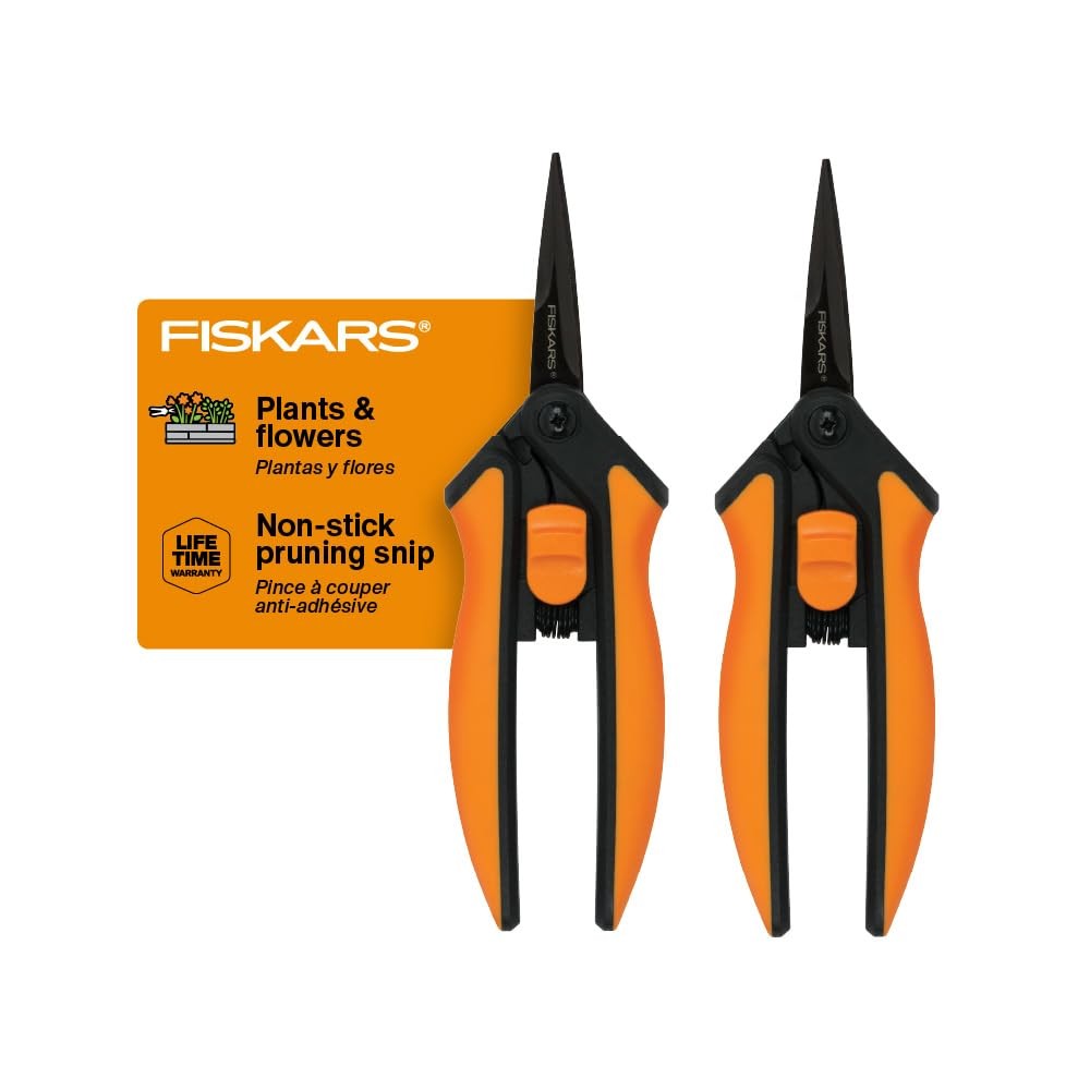 Fiskars 6" Pruning Scissors (2-Pack) Non-Stick Blades 2 Pack Orange, Orange