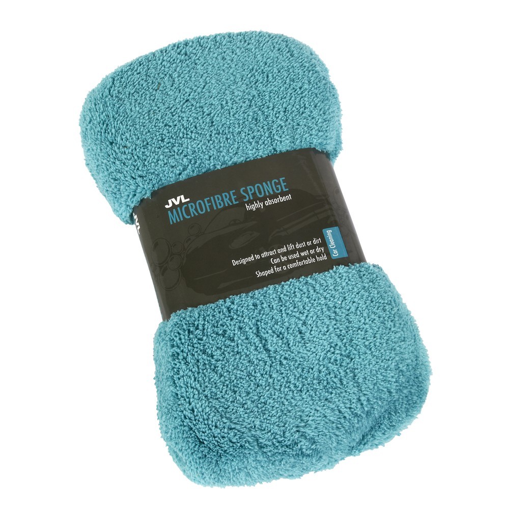 JVL Car Care Cleaning Bone Shaped Microfibre Sponge, Teal