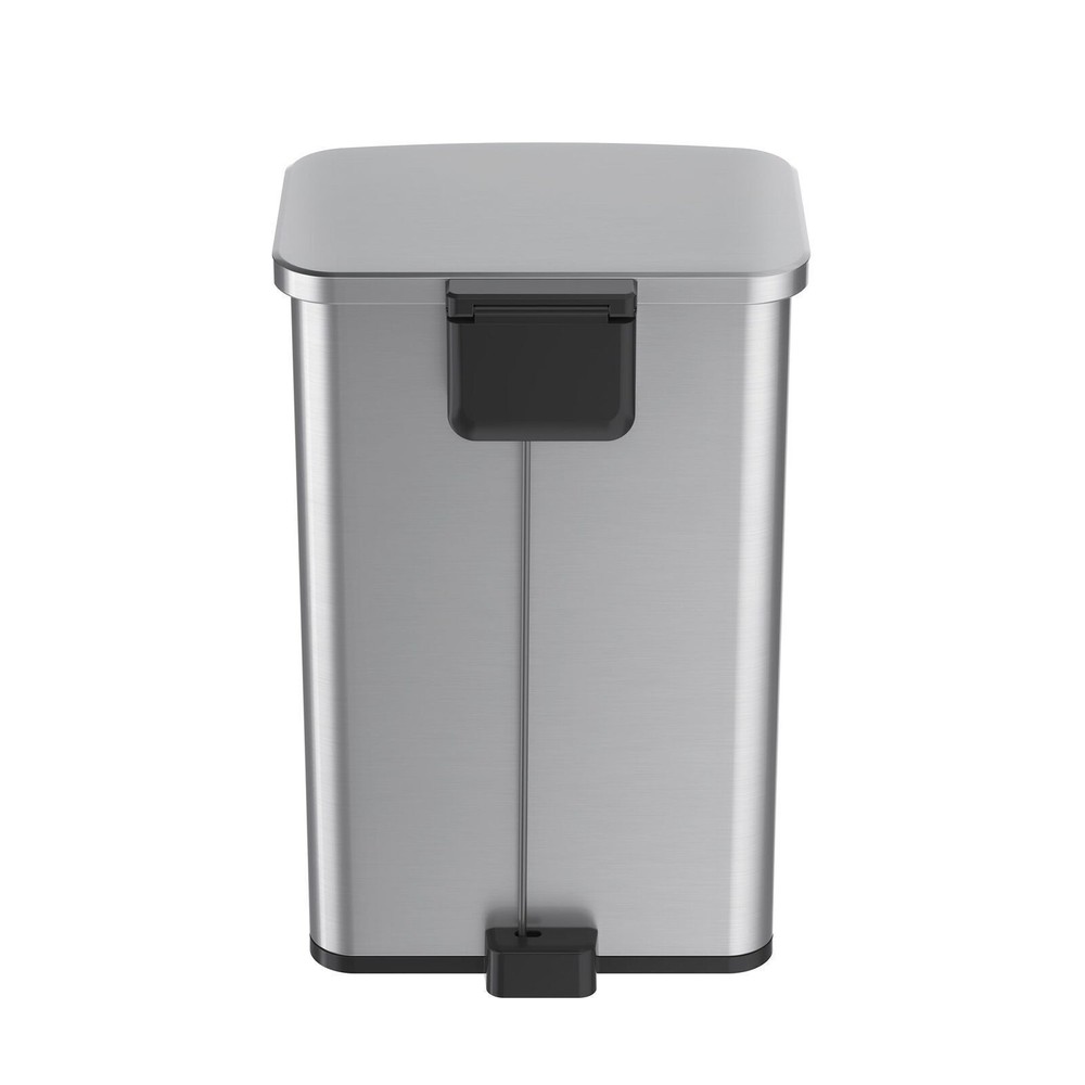 13.2 Gal Rectangular Step On Trash Garbage Can Durable Stainless Steel Kitchen