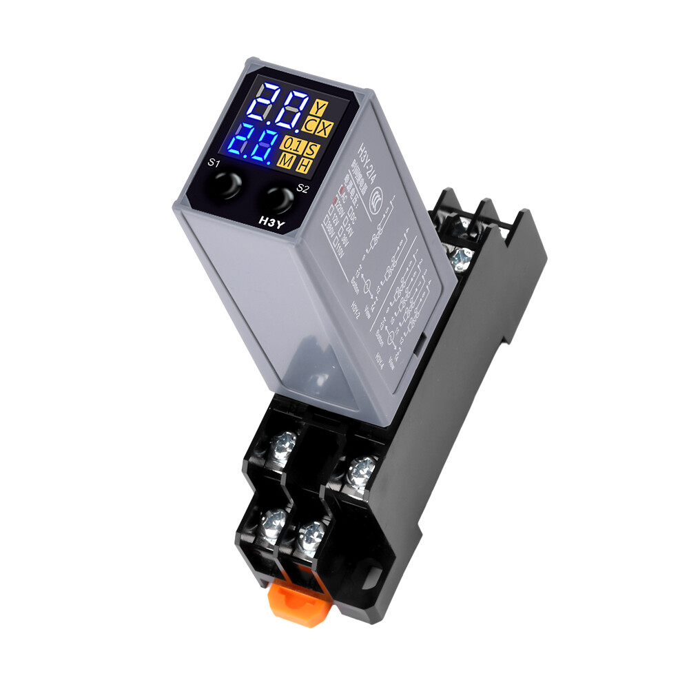 2Pcs Adjustable Digital Time Relay Cycle Time Delay Relay with Base AC 220V