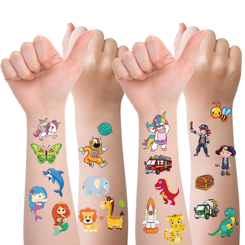Tattoos for Kids, 300+ Mixed Styles Temporary Medium, Multi-colored