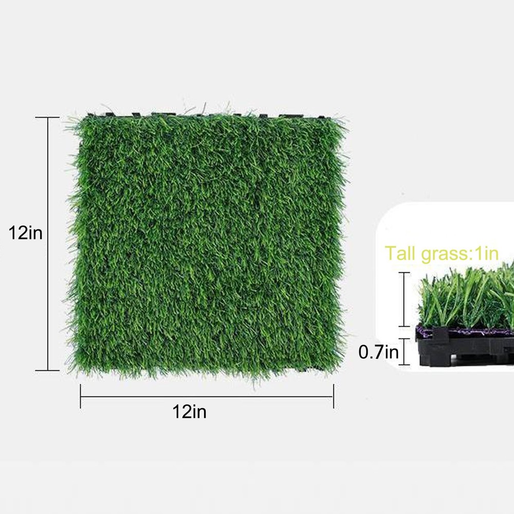 36pcs Interlocking Artificial Grass Tiles for Patio, Balcony, Backyard
