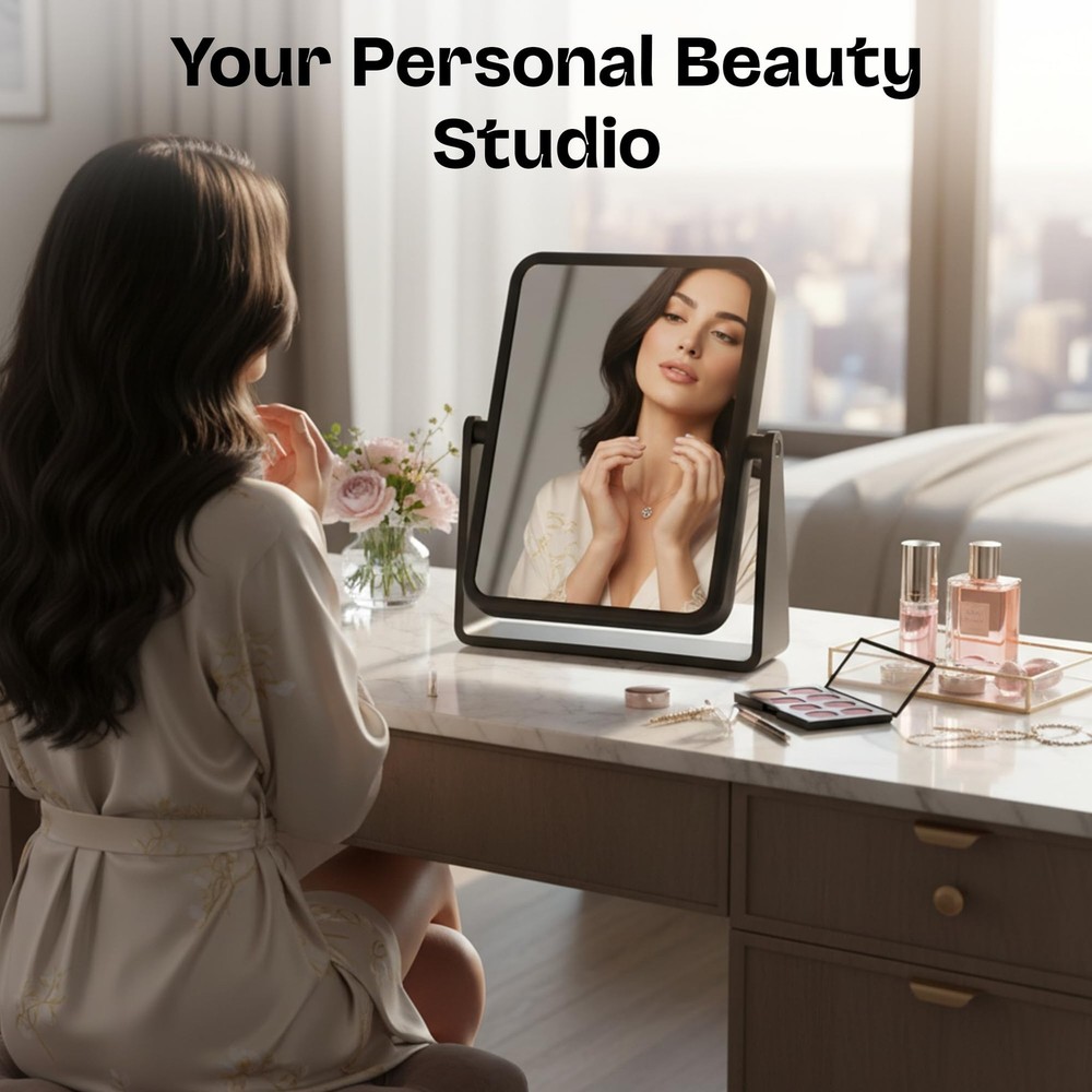Danielle Creations Black Soft Touch Vanity Mirror - 1x/7x Magnification
