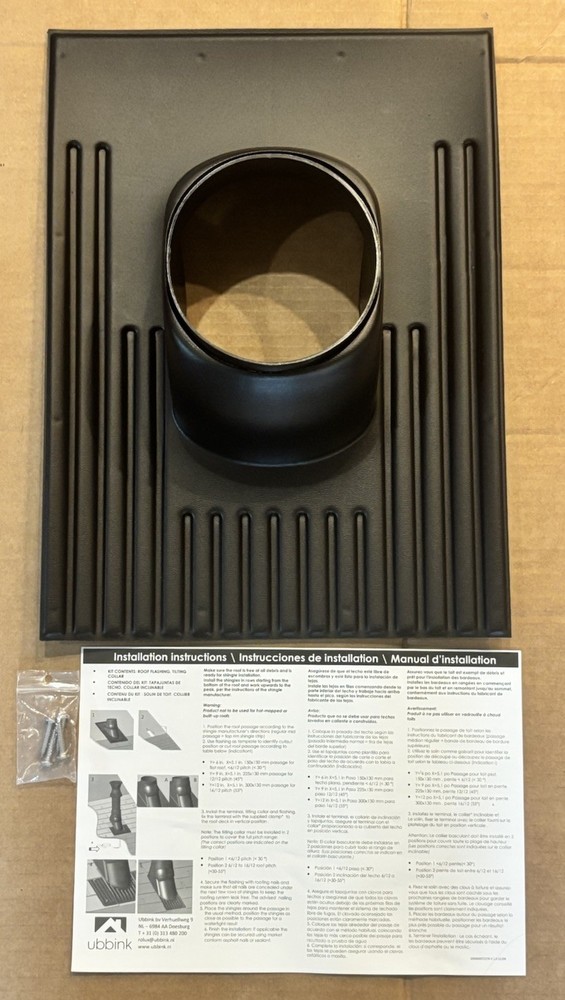 Rinnai 189950 Roof Flashing 1/12–6/12 Pitch Polymer Rubber Tankless Vent Kit NEW