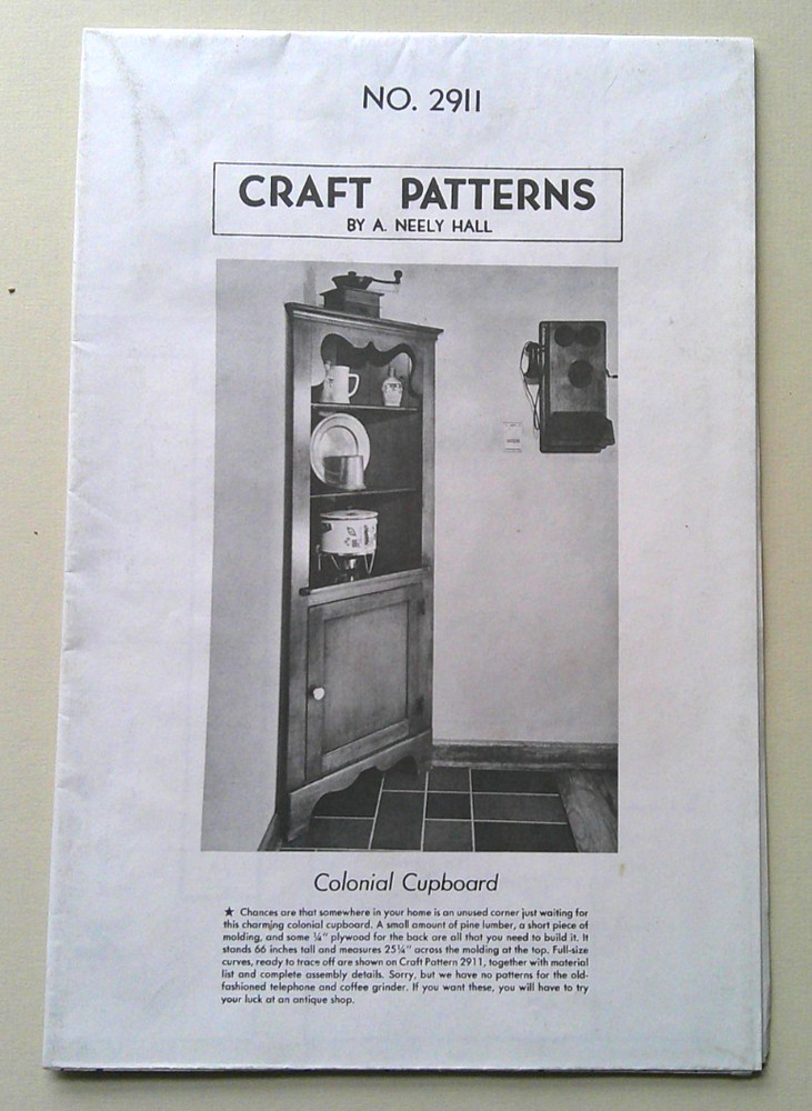 Corner Colonial Cupboard vintage woodworking pattern Neely Hall