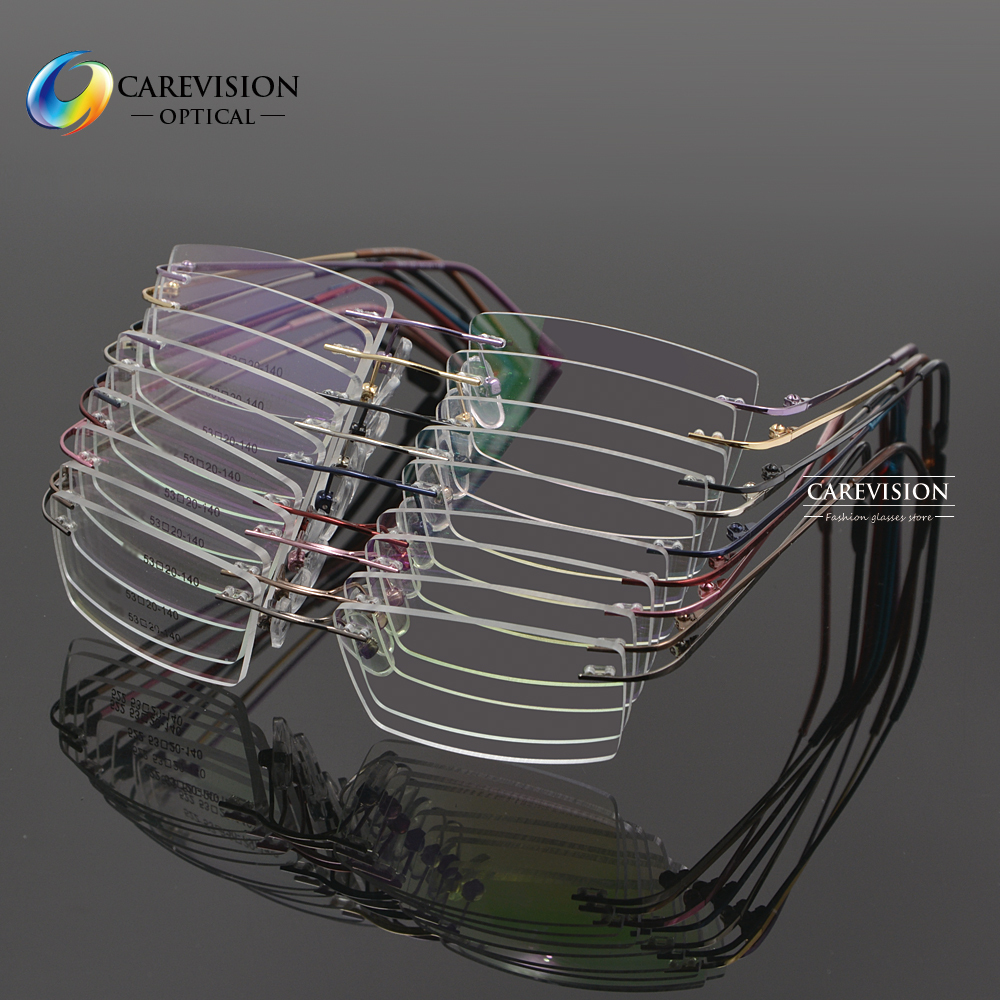 Unisex Memory Titanium Alloy Rimless Eyeglasses Frames Rectangle Glasses RX Able