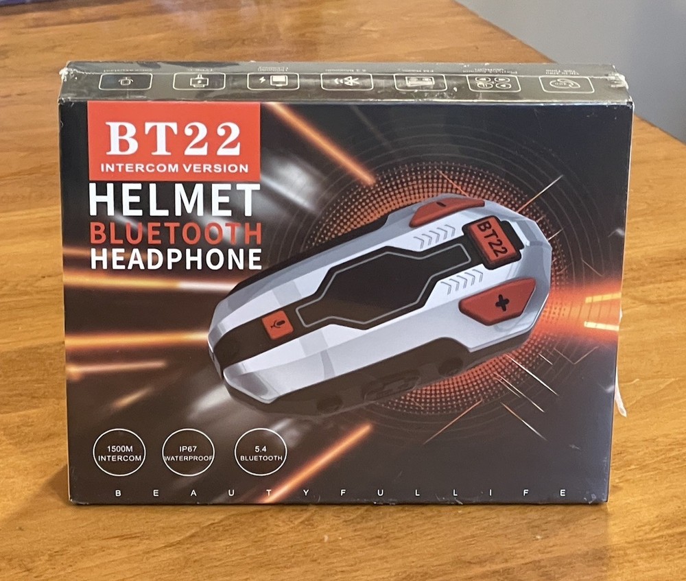 Motorcycle Intercom BT22 Bluetooth 5.4 Intercom Headphone NEW