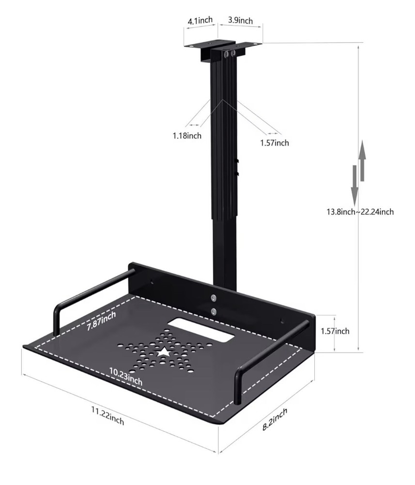 SCRATCH JGPIN Universal Ceiling Mount Tray 11.4-22” Adjustable No Hole Projector