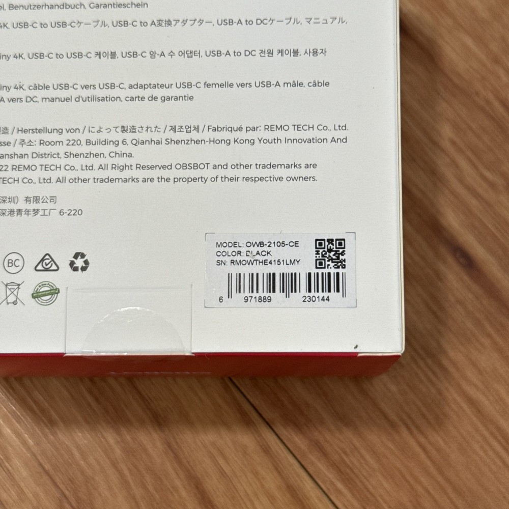 OBSBOT Tiny 4K Webcam 4K 3840 x 2160 Pixel Stand
