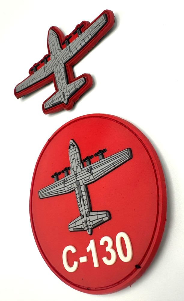 C-130 RED BUNDLE- ROUND SHOULDER & C-130 SILOUETTE- HIGH QUALITY PVC PATCH