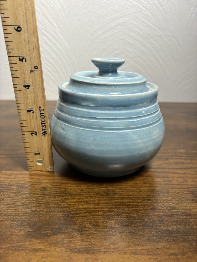 Handmade Painted Blue Sugar Bowl Kitchen Tea Time