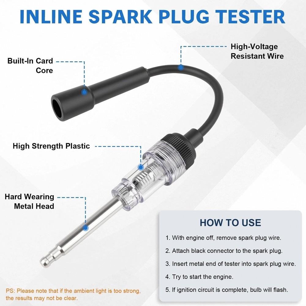 9pcs Petrol Engine Cylinder Compression Tester Kit Include Spark Plug...