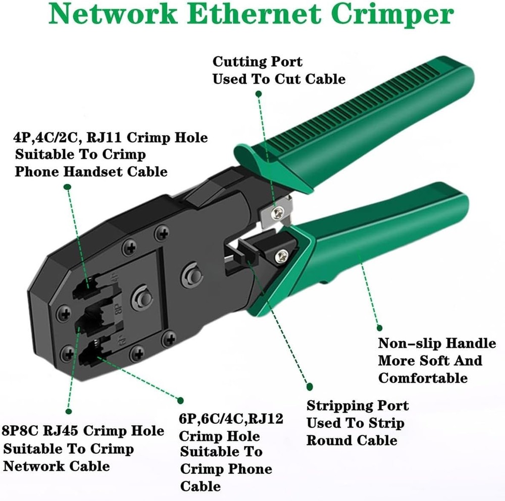 Portable Network Tool Kit with Crimping Tool & Cable Tester - 11 Essential Tools
