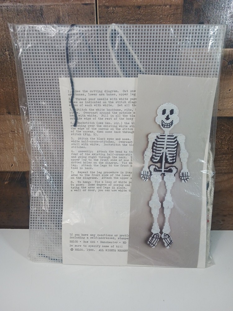 Vintage 1988 Belco Spooky Dancing Skeleton Stitch Pattern