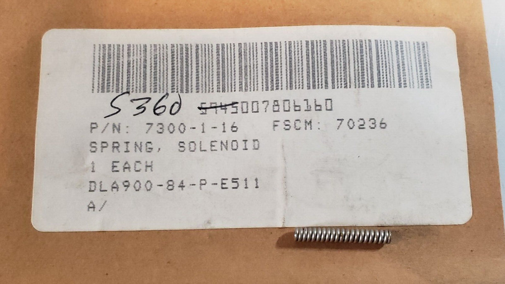TACTAIR FLUID CONTROLS SPRING 7300-1-16 5360-00-780-6160