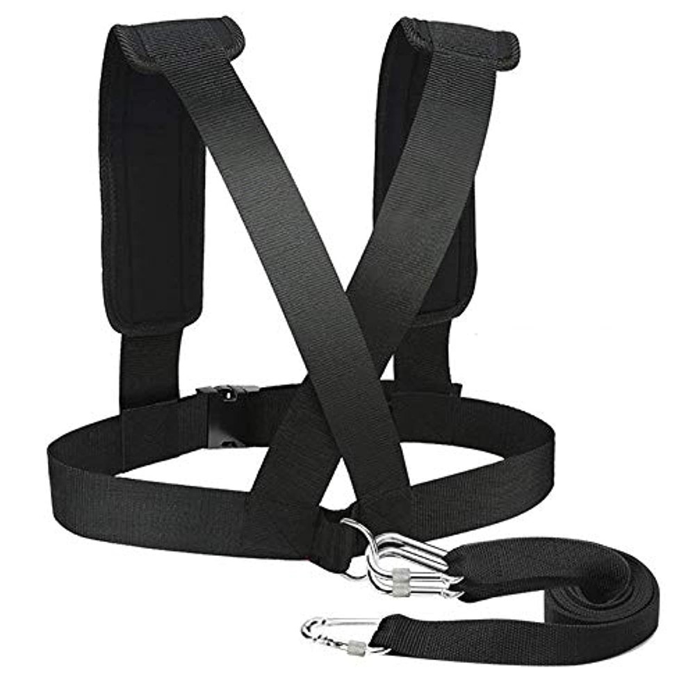Sled Harness Tire Pulling Pull Strap with Reinforced 46 inches, Black