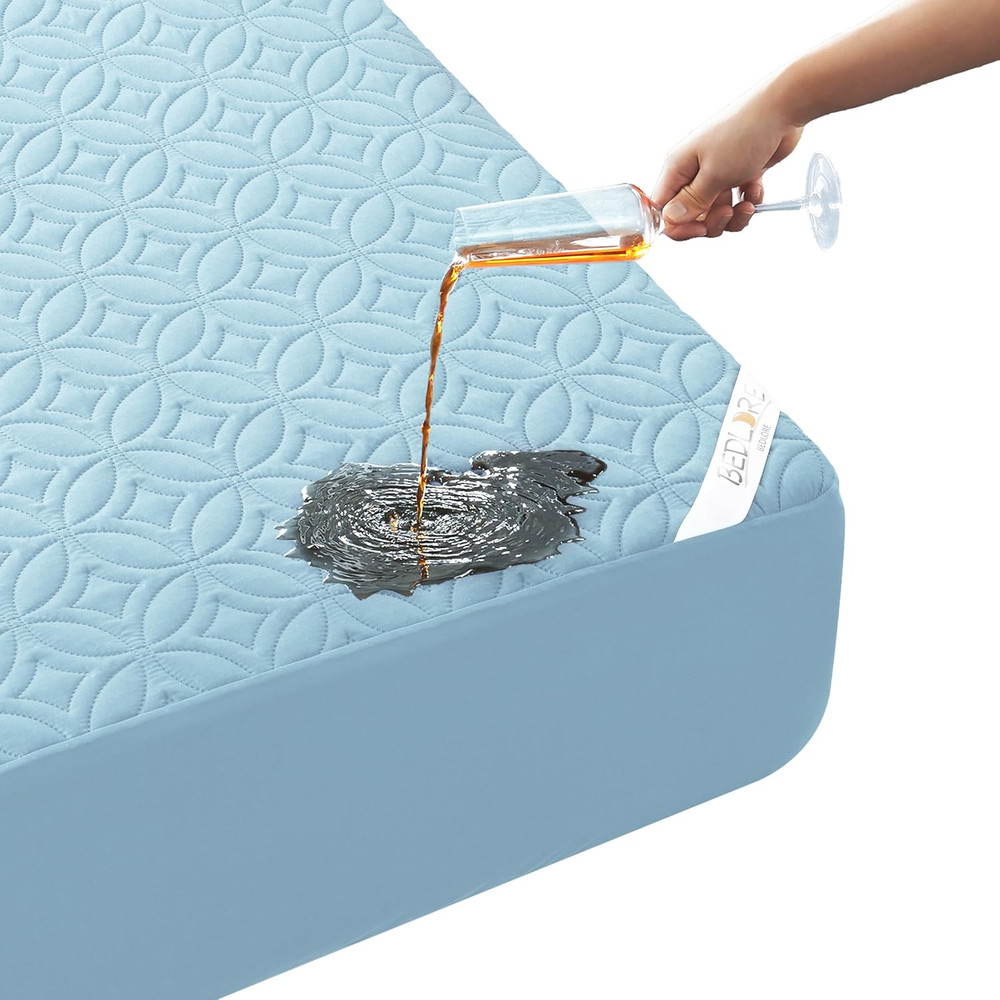 Full Waterproof Mattress Protector Pad Deep Pocket 6-15" Sky Blue