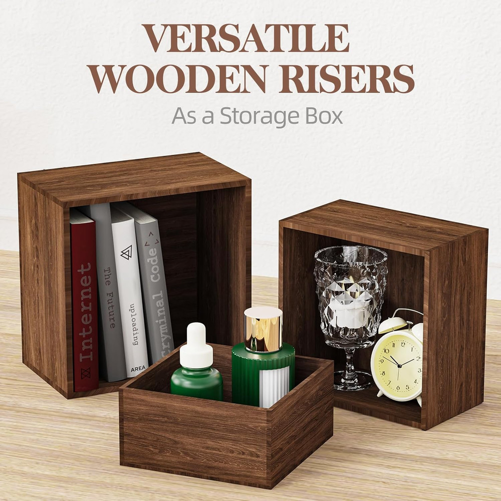 6-Piece Rustic Wooden Buffet Risers for Cake and Dessert Table Display
