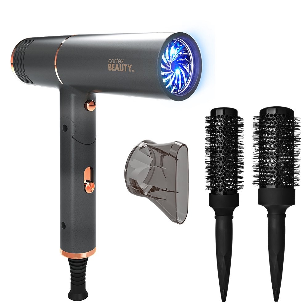 CORTEX BEAUTY AIRFOLD IONIC FOLDABLE DRYER + 2 BRUSH HEAD, CB-AIRFLD-2BRU - GRAY
