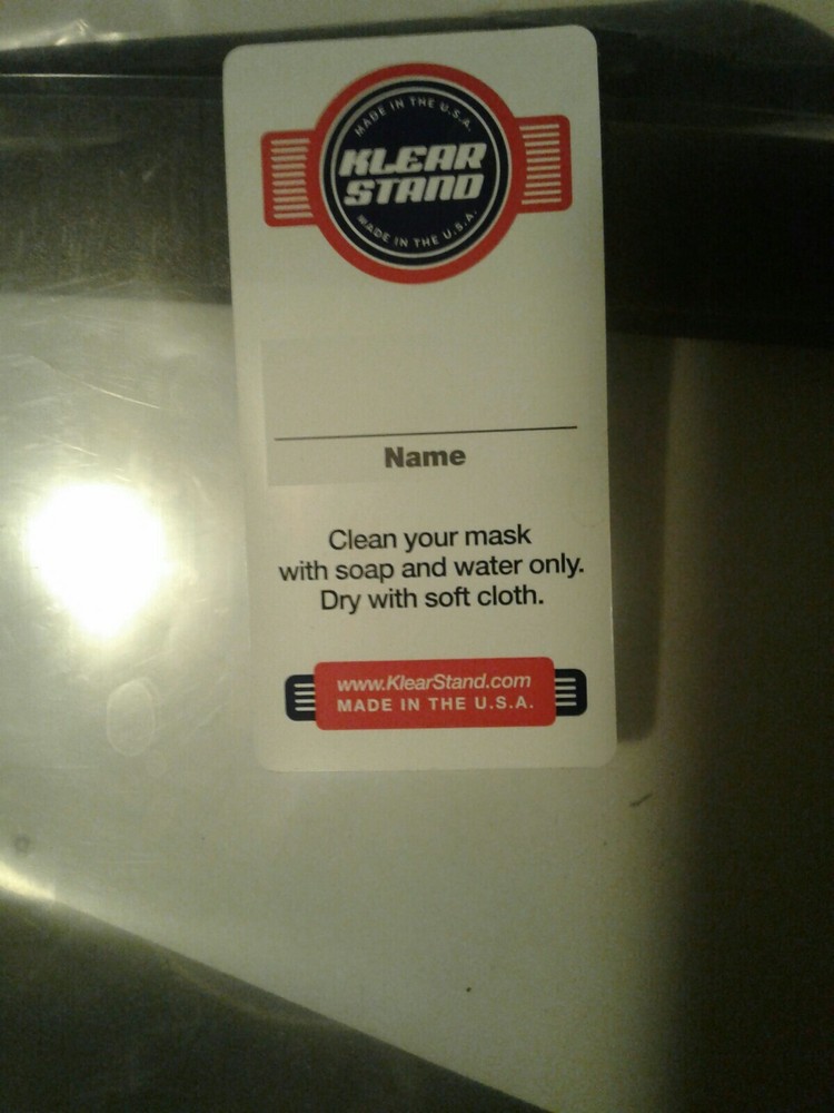 Klear Stand Protective Face Shield With Name Tag NWOT