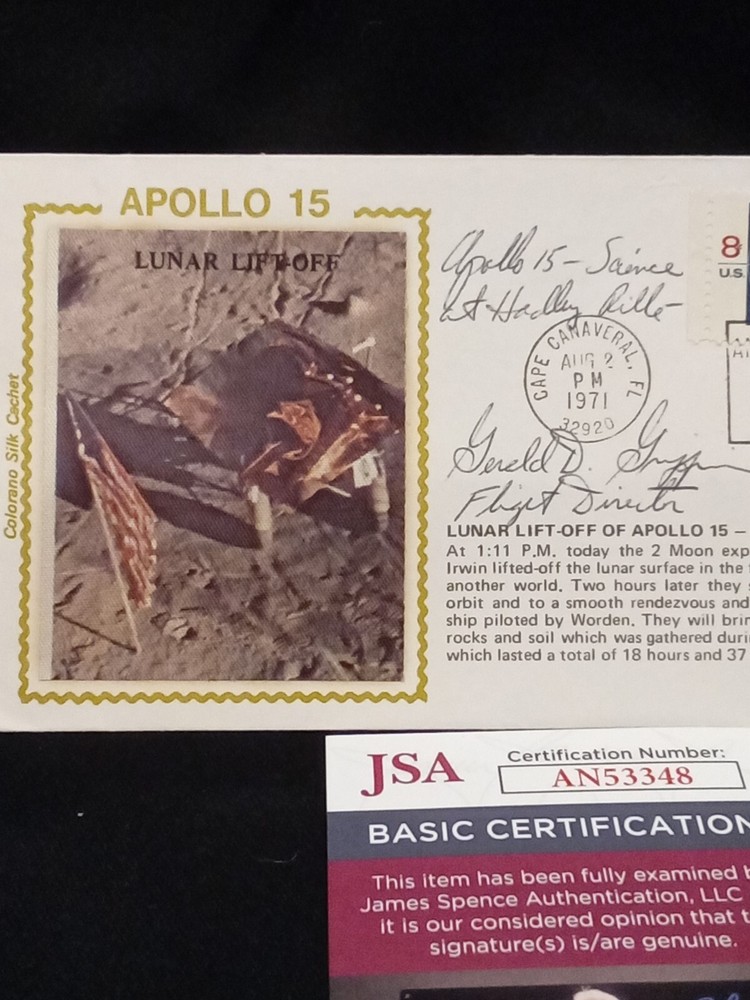 Gerald Griffin Signed NASA Apollo 15 Cachet JSA COA