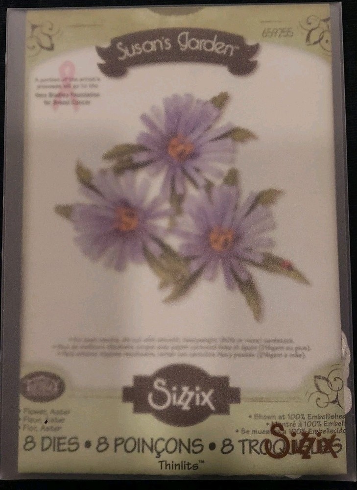 Sizzix Thinlits Susan's Garden 8 Die Set NIP Flower Aster
