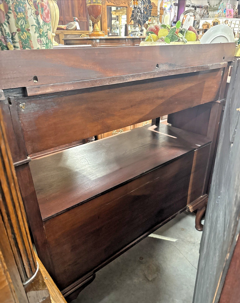 Antique Queen Anne Style Mirrored Mahogany Server