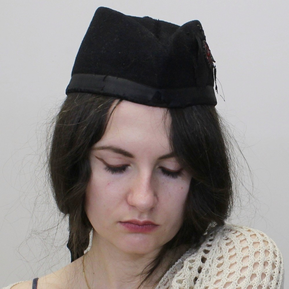 Vintage 40s WWII Glengarry Hat Wool With Silk Band
